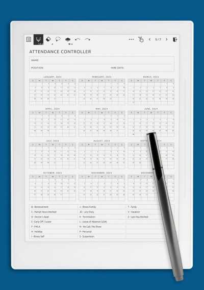 absentee calendar template