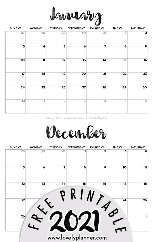 free template for monthly calendar