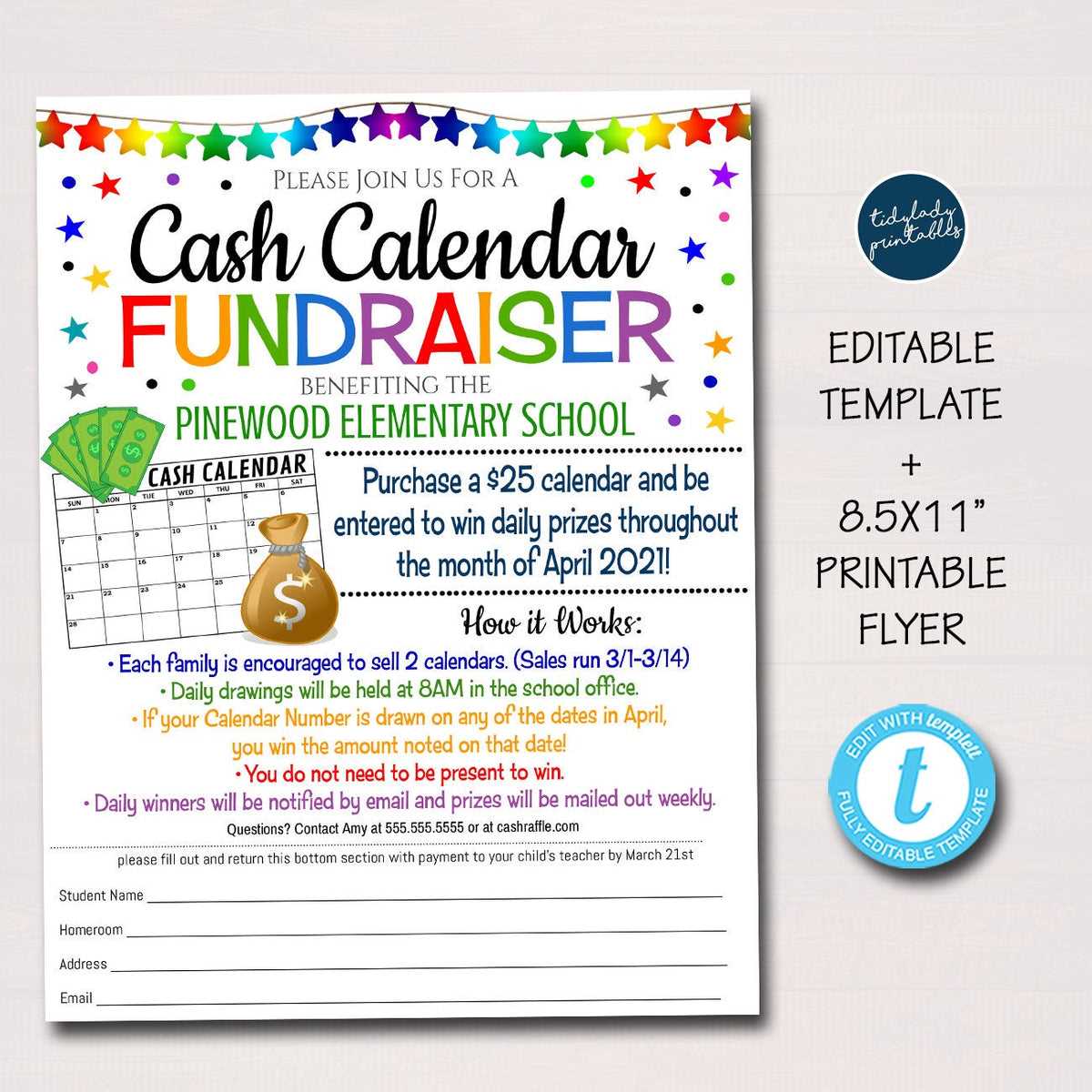 baseball fundraiser calendar template