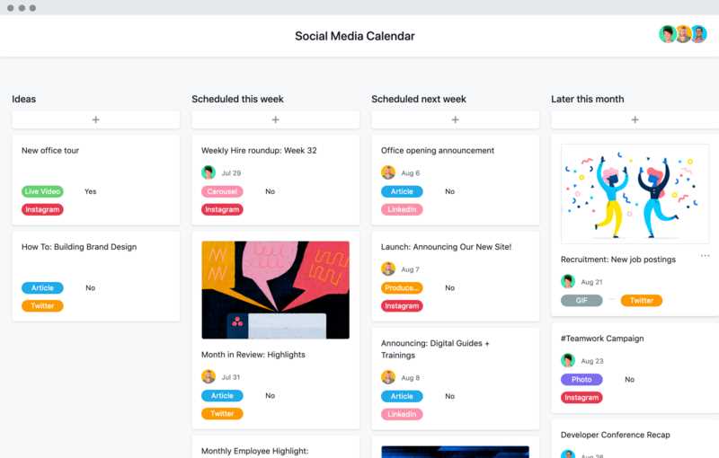 template for social media content calendar