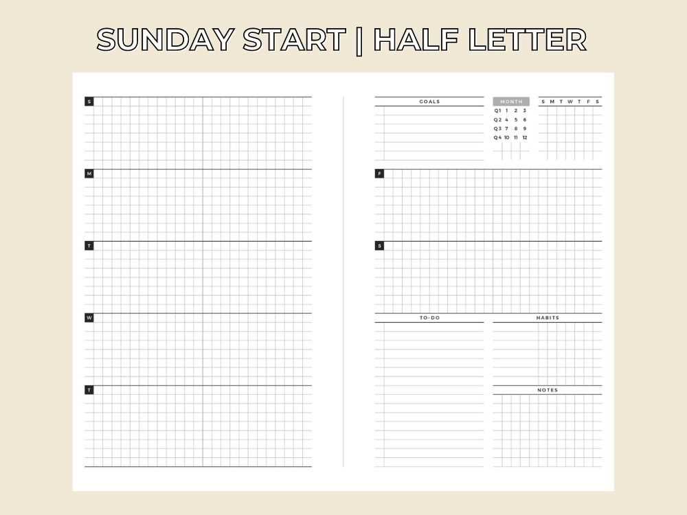 half sheet calendar template