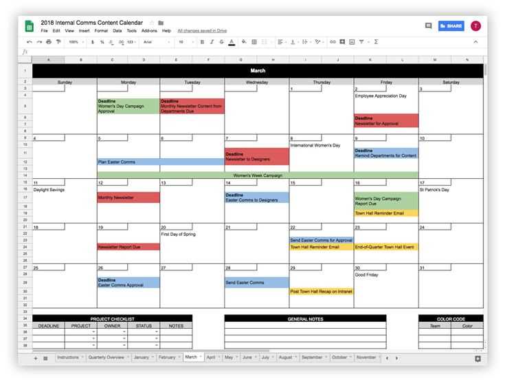 communication calendar template