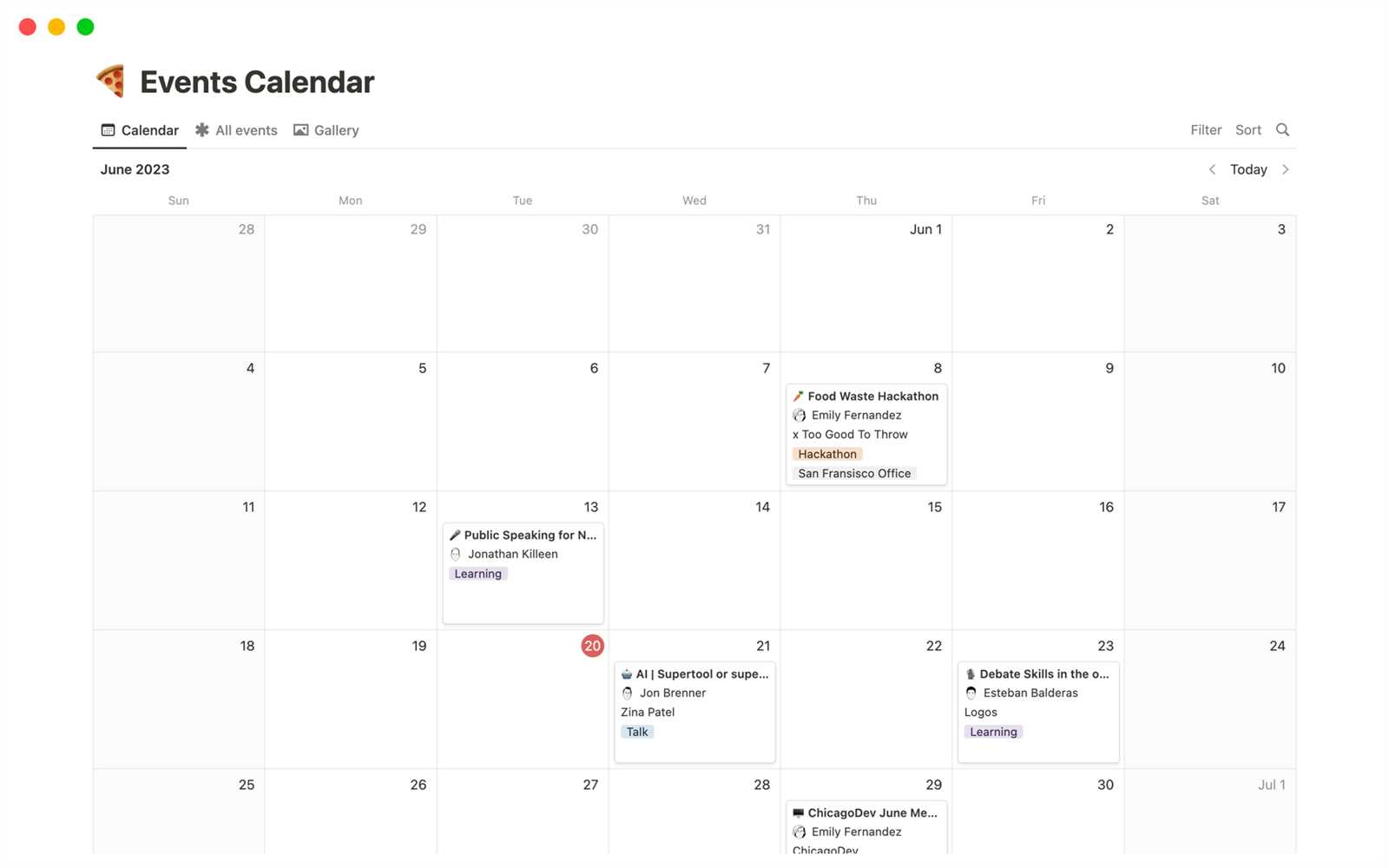 live calendar template