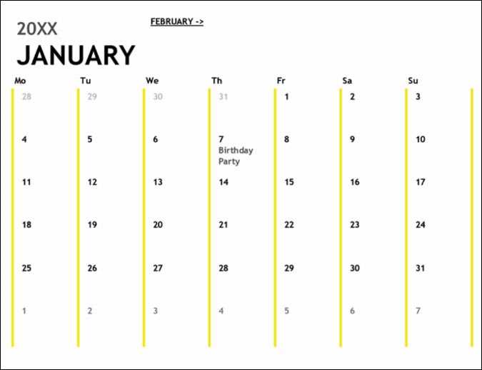 headache calendar template