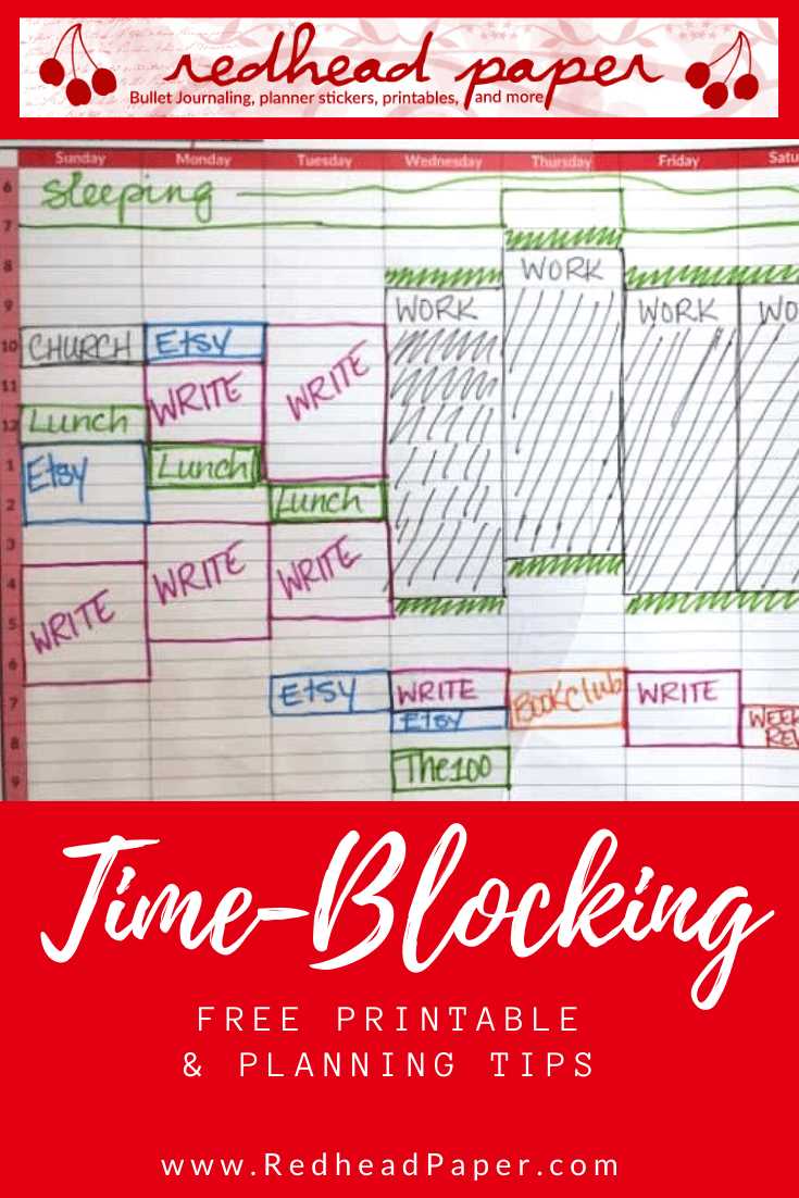 free time blocking calendar template