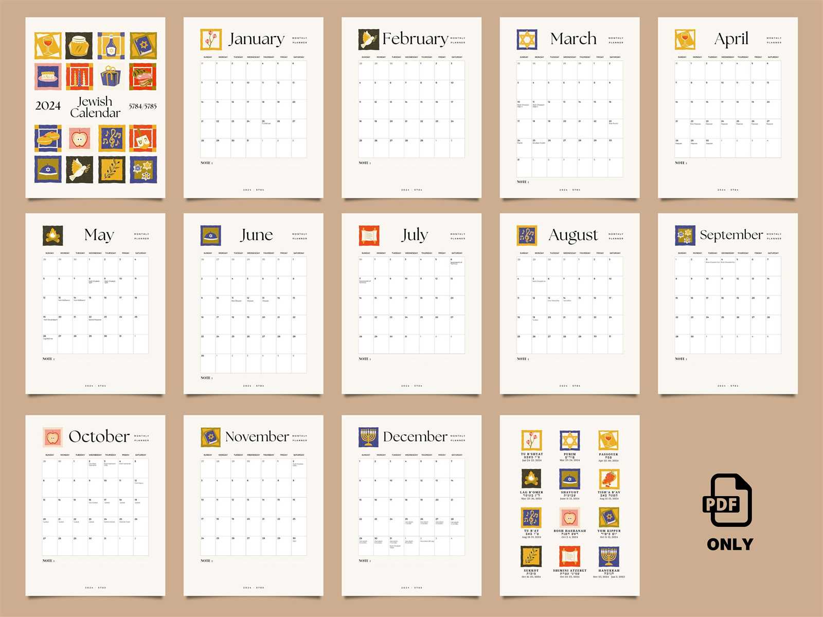 hebrew calendar template