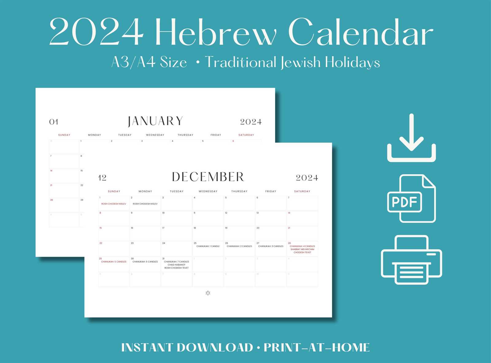 hebrew calendar template