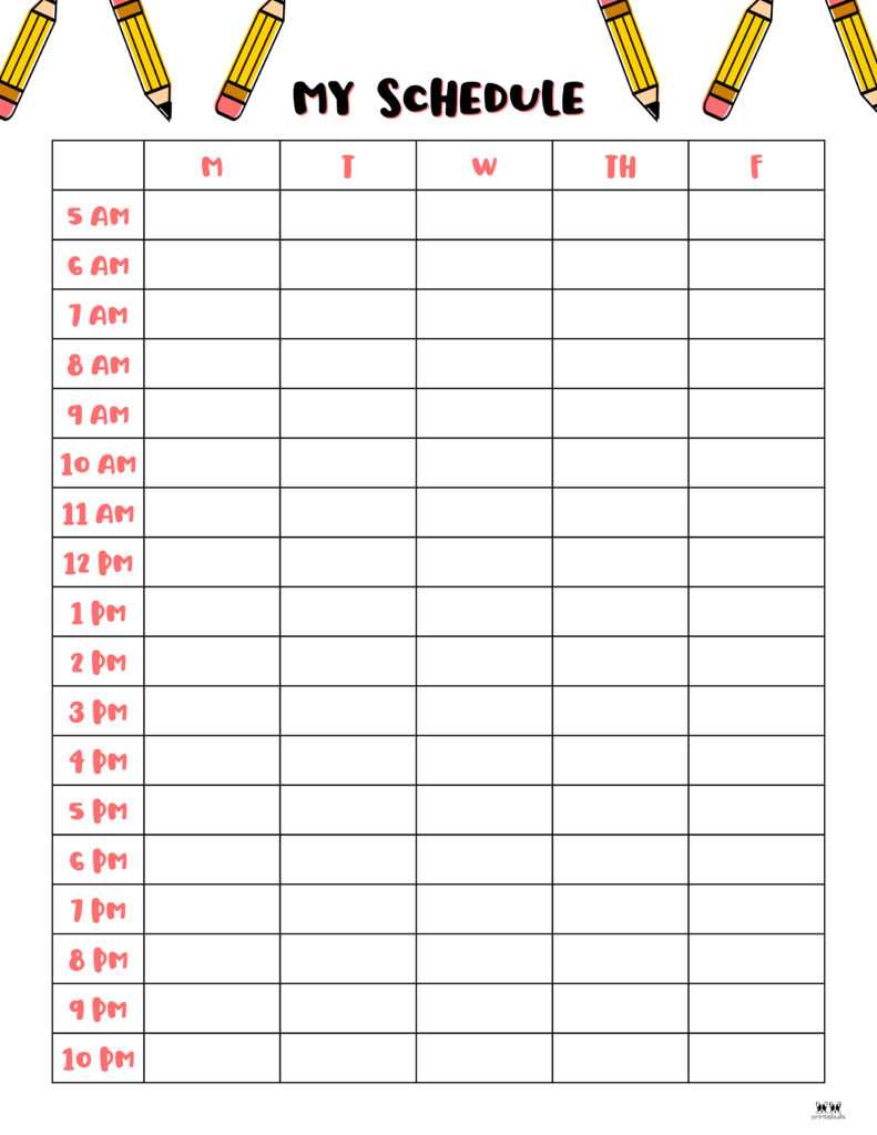 printable hourly calendar template