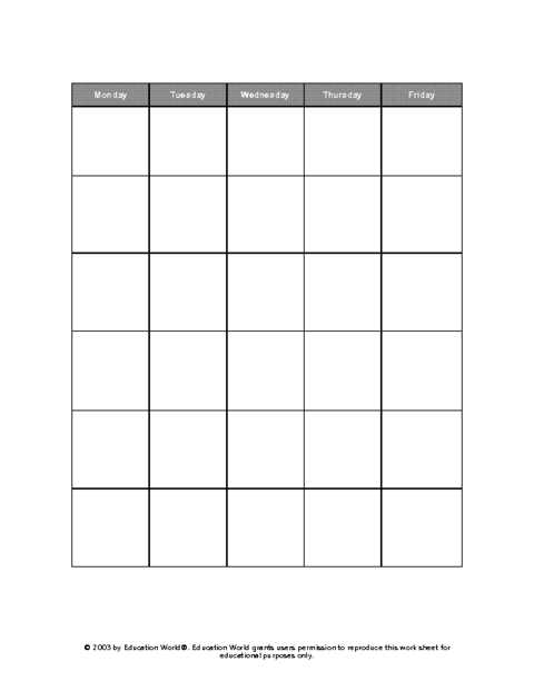 weekend only calendar template