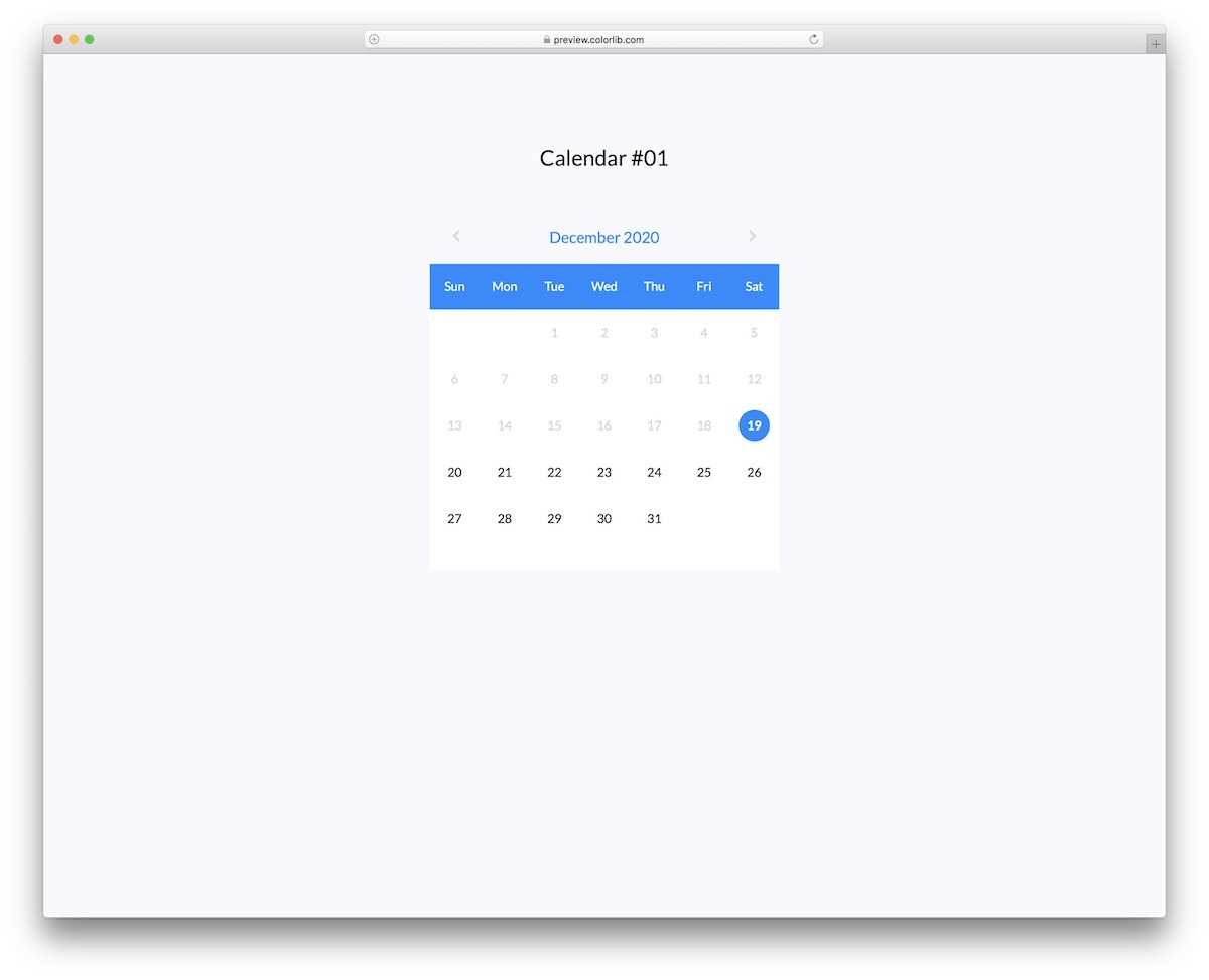 free html calendar template