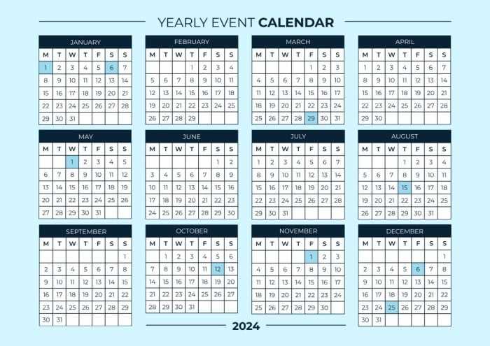 yearly calendar of events template