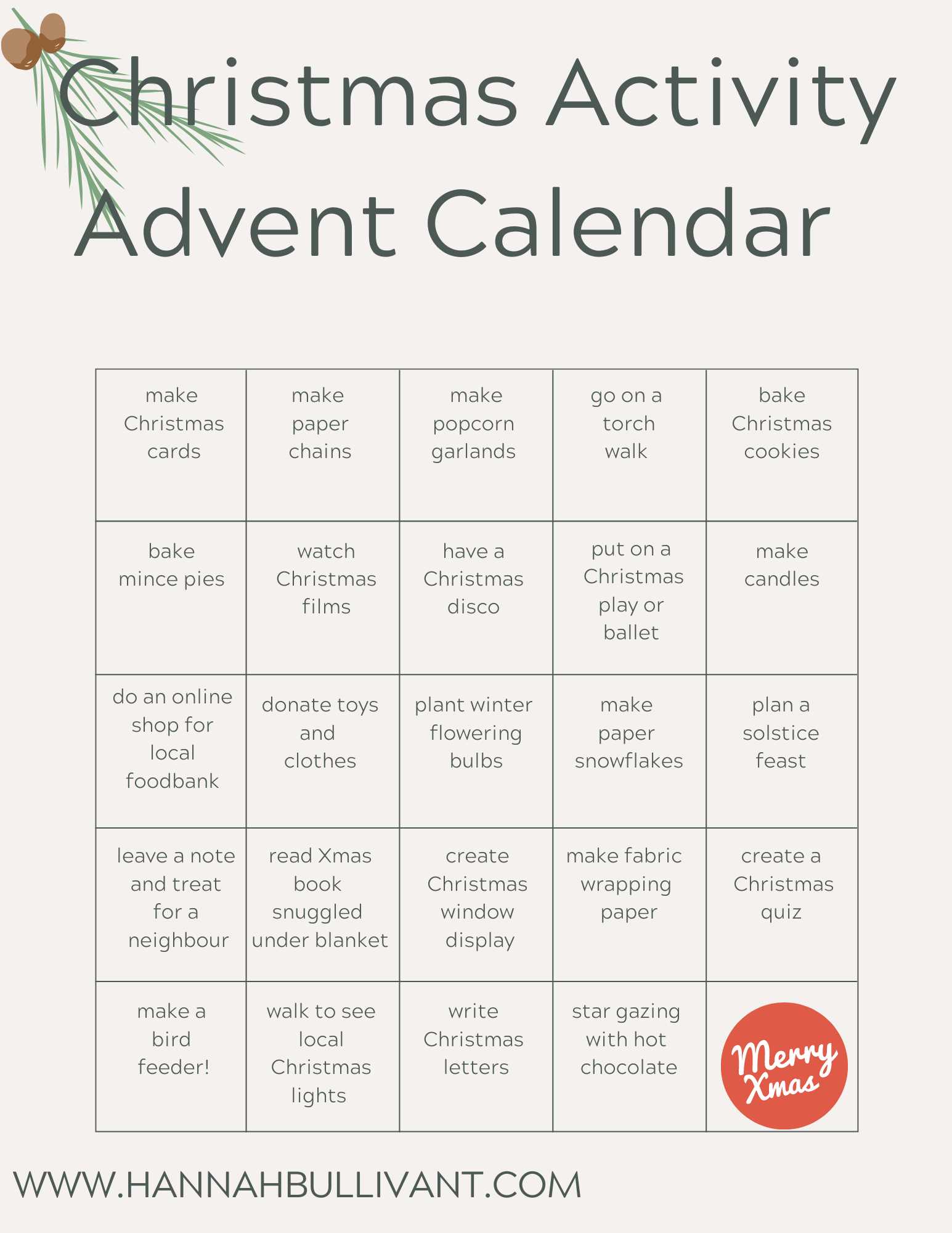 homemade advent calendar template