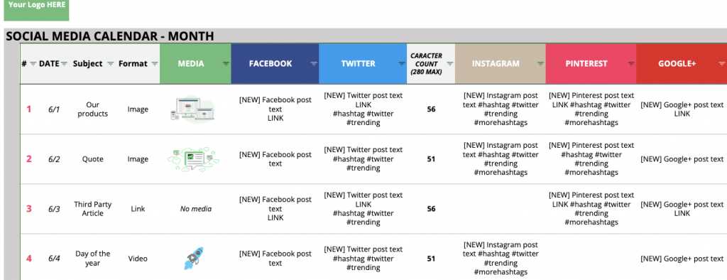 hootsuite calendar template