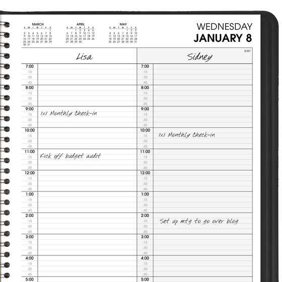 hourly appointment calendar template