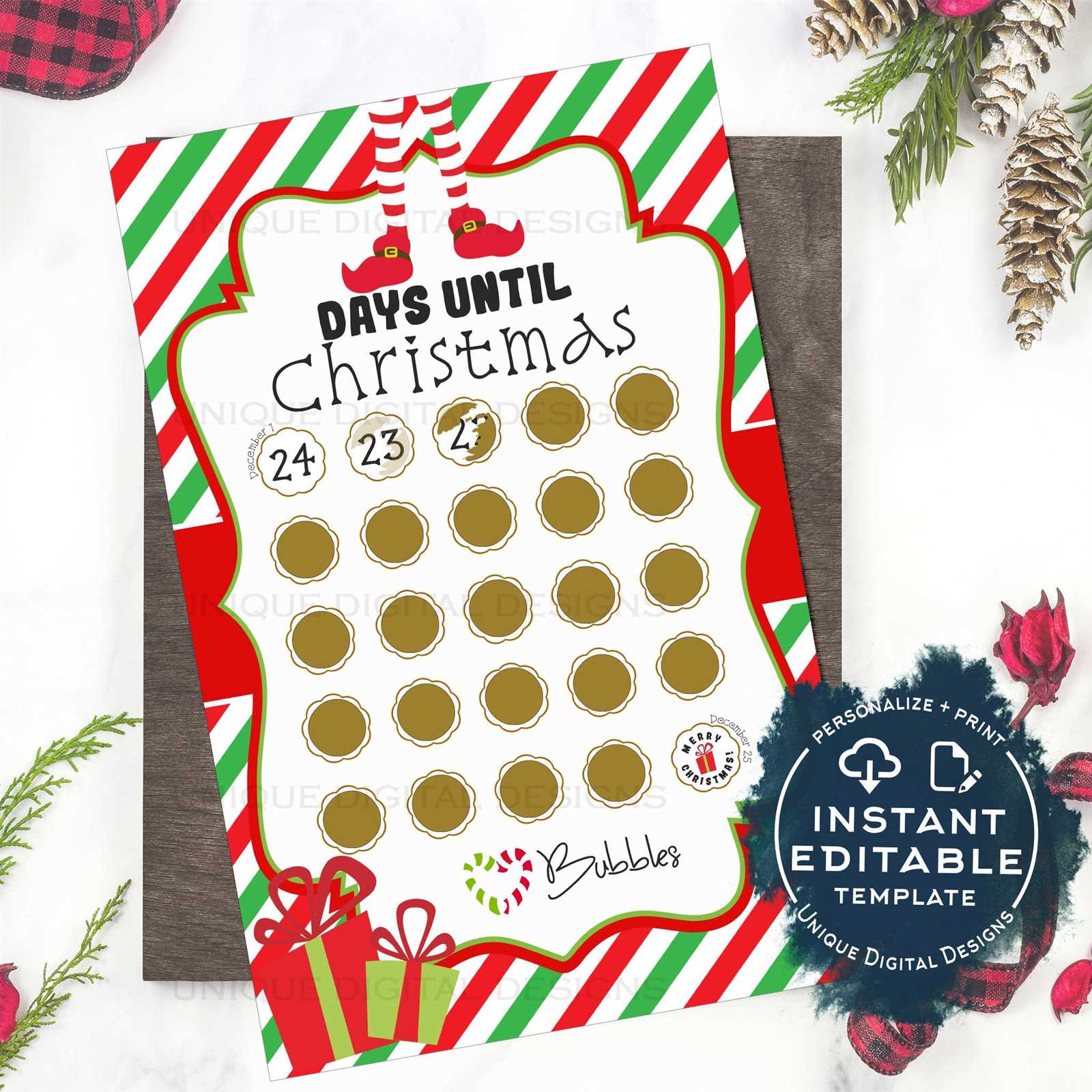 christmas activity calendar template