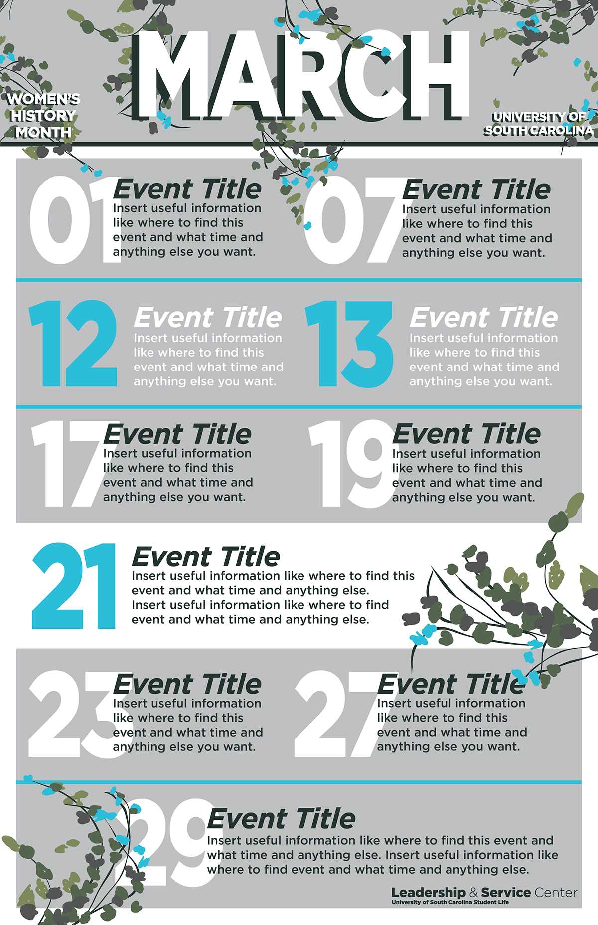 calendar of events template free