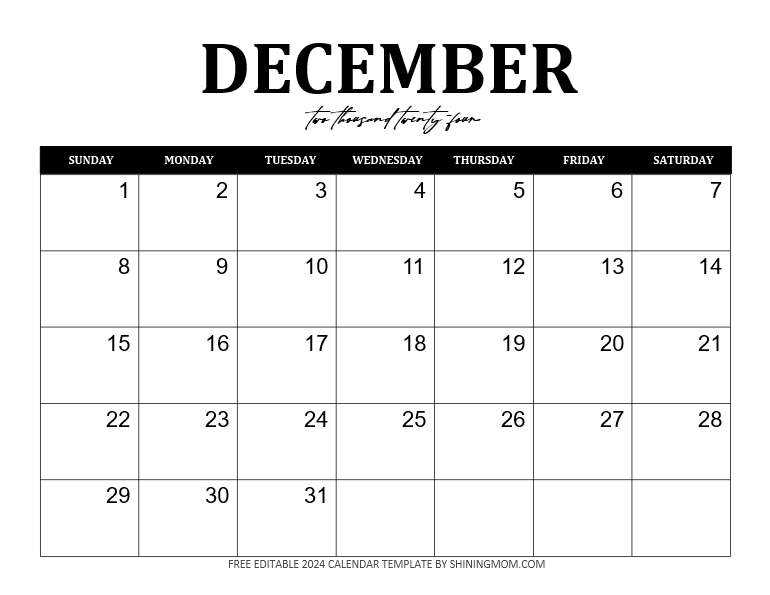 downloadable calendar templates