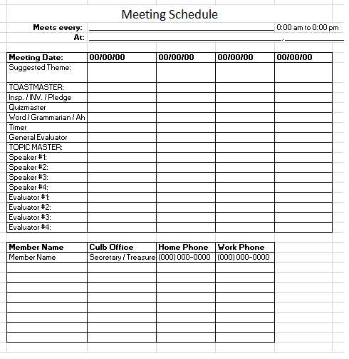 meeting calendar template