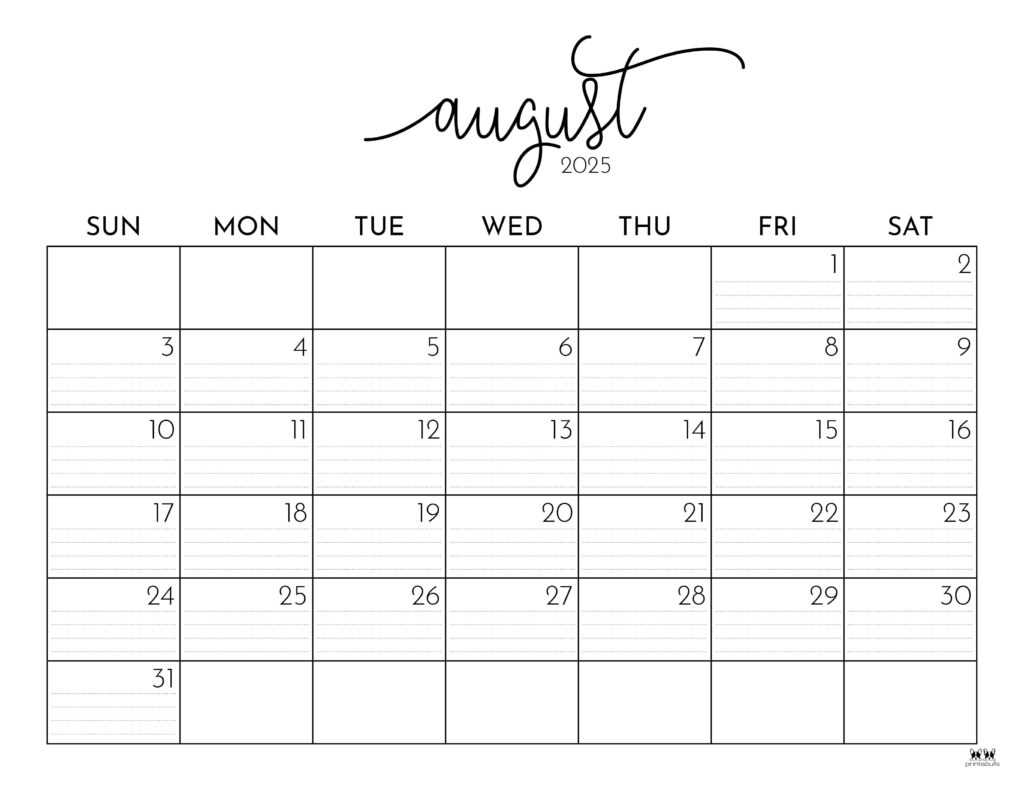 calendar template for august 2025