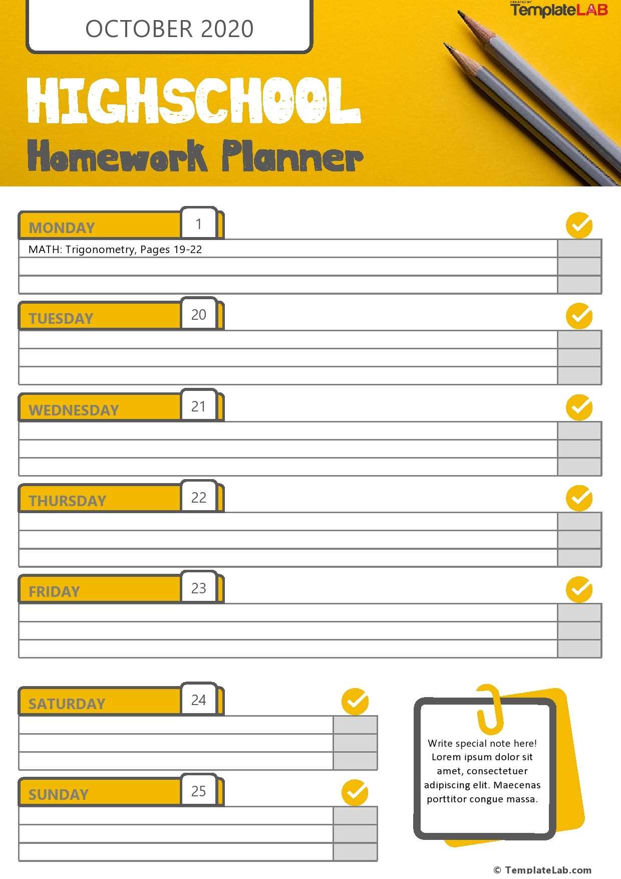 calendar assignments template