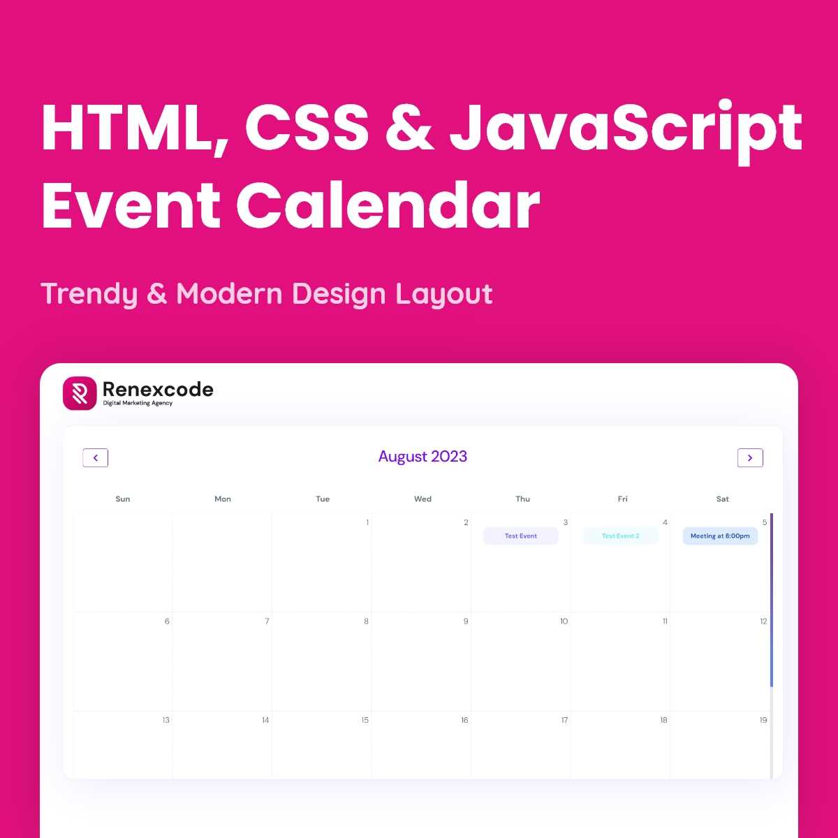 html css calendar template free download