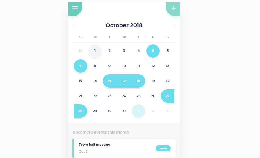 html css calendar template