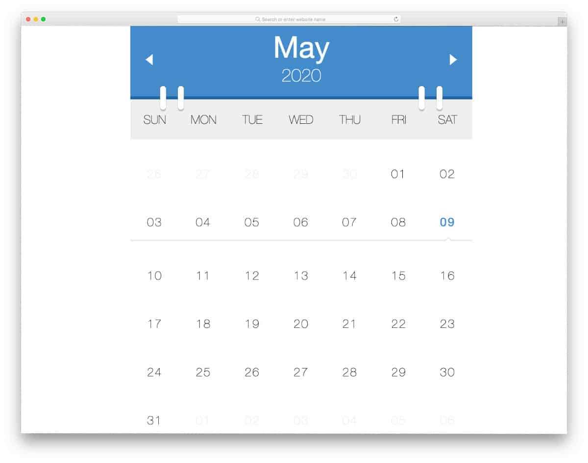 html5 calendar template