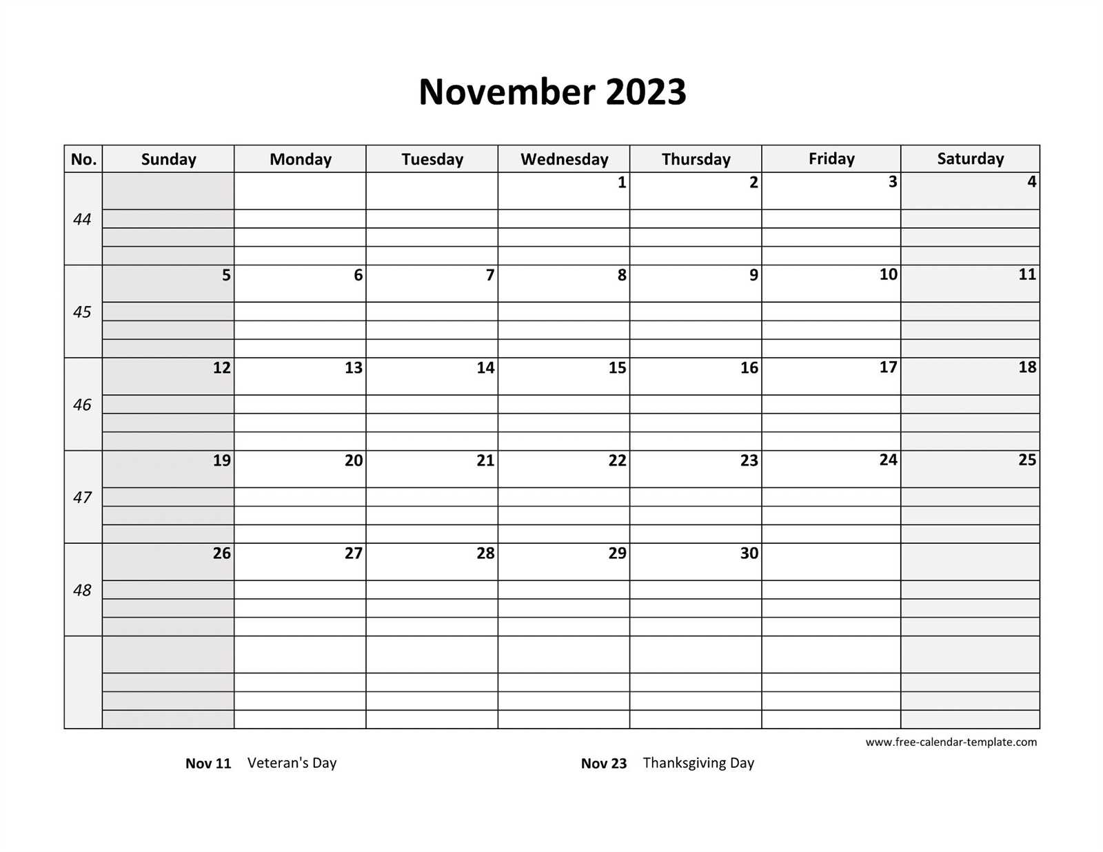 calendar november template