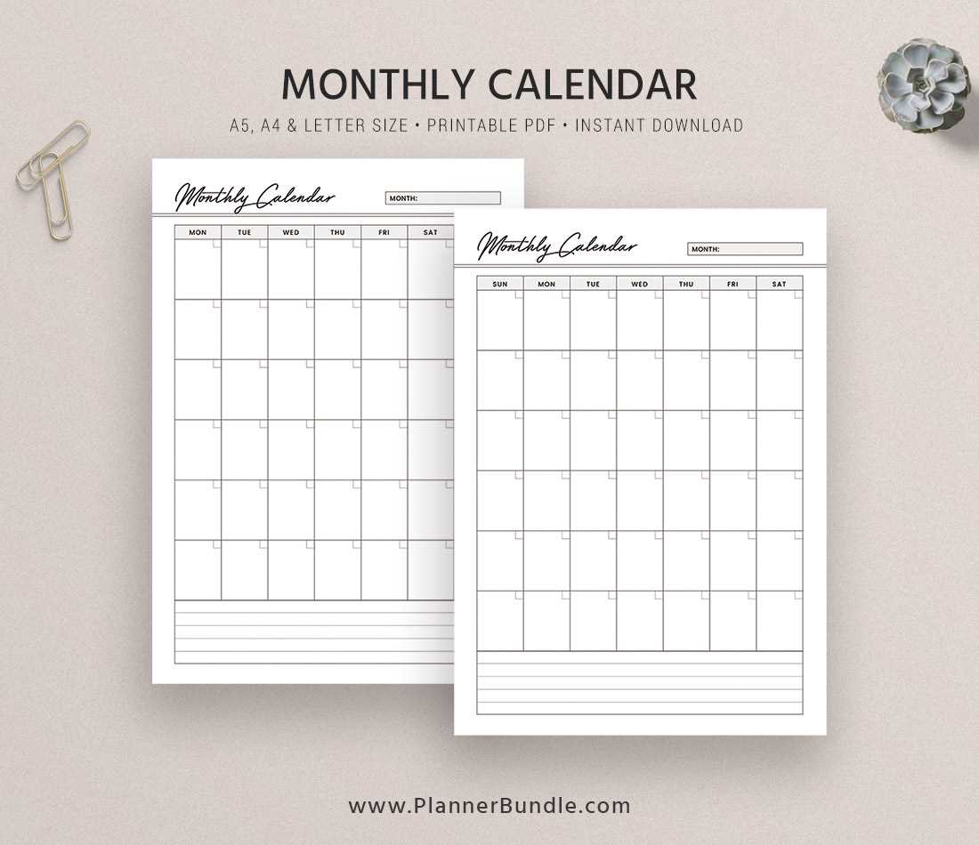 best monthly calendar template