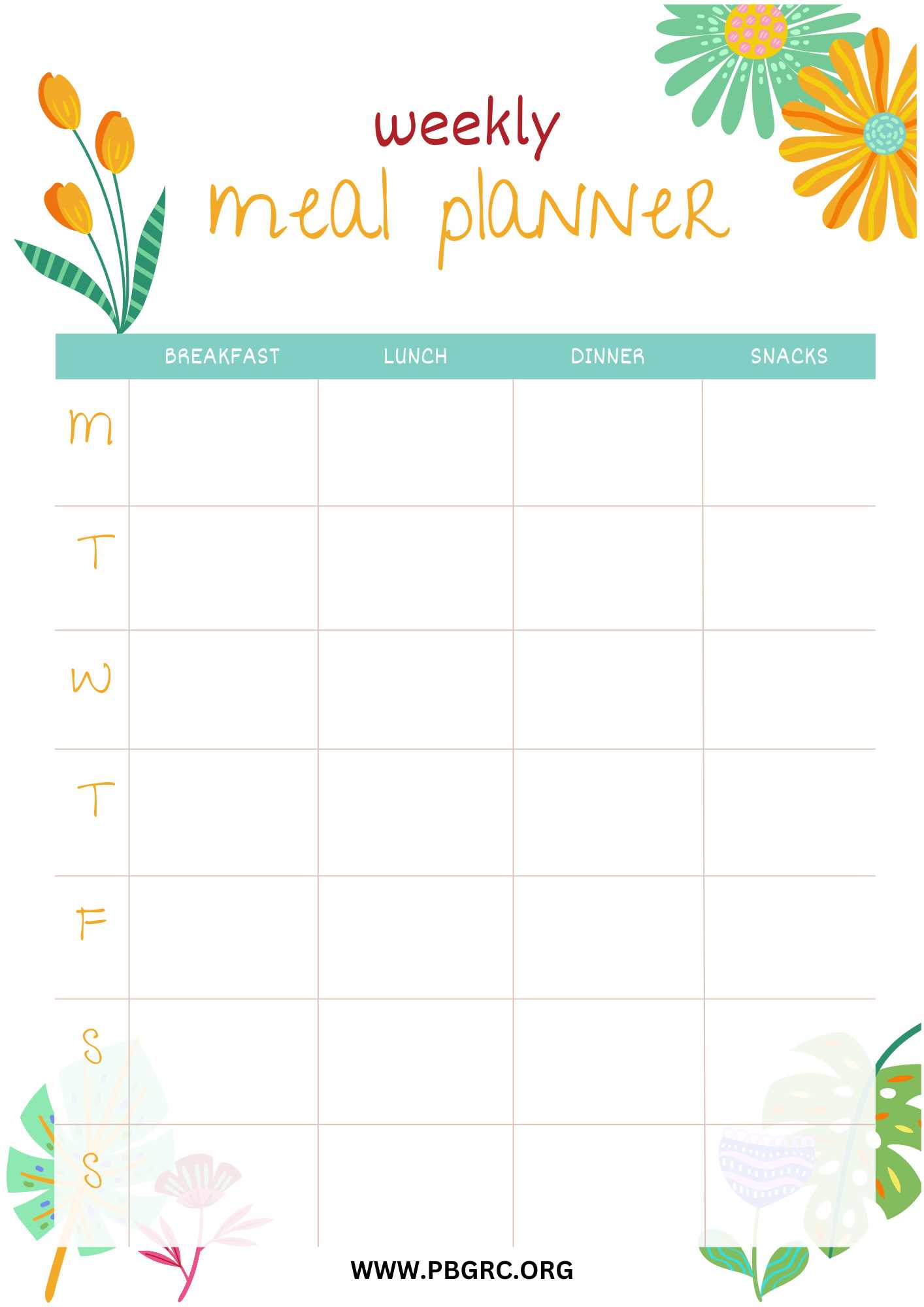 free diet calendar template