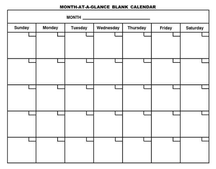 printable calendar template blank