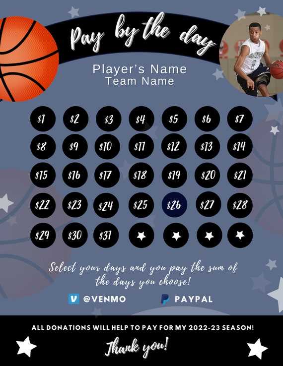 free calendar fundraiser template basketball