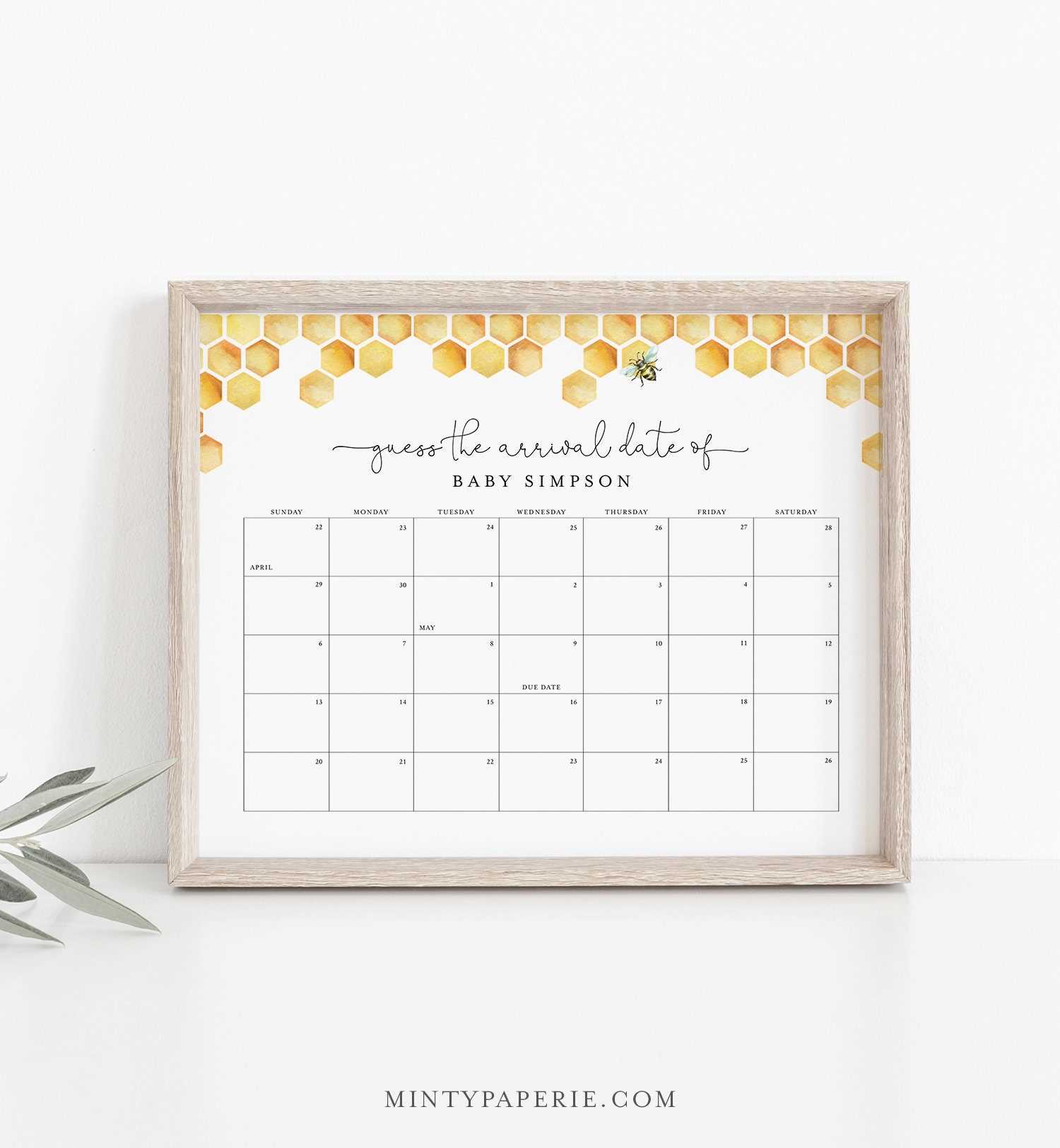 guess the due date calendar template