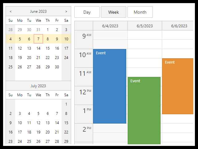 css calendar template