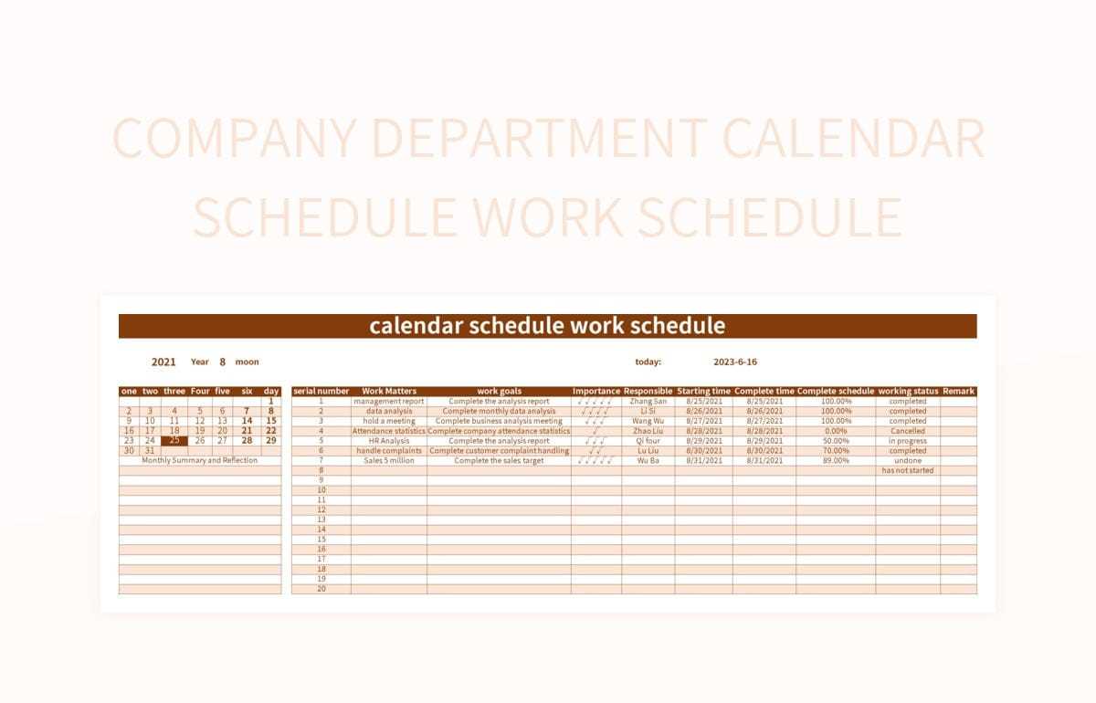 office schedule calendar template