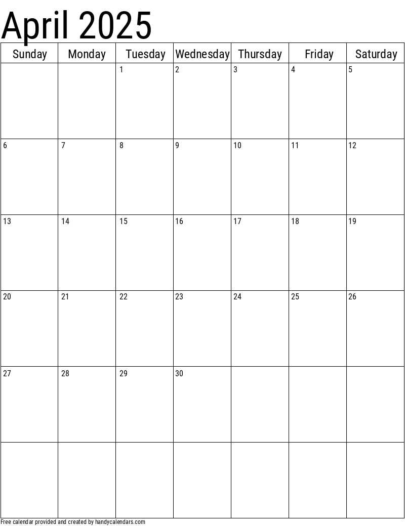 vertical calendar template