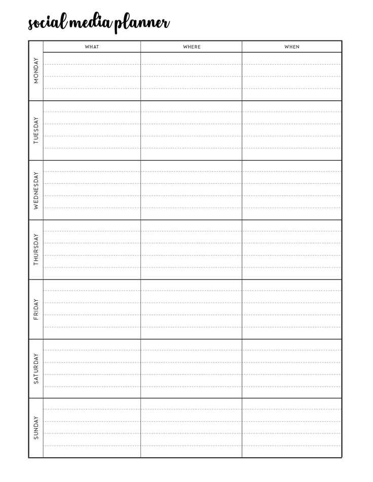 printable social media content calendar template