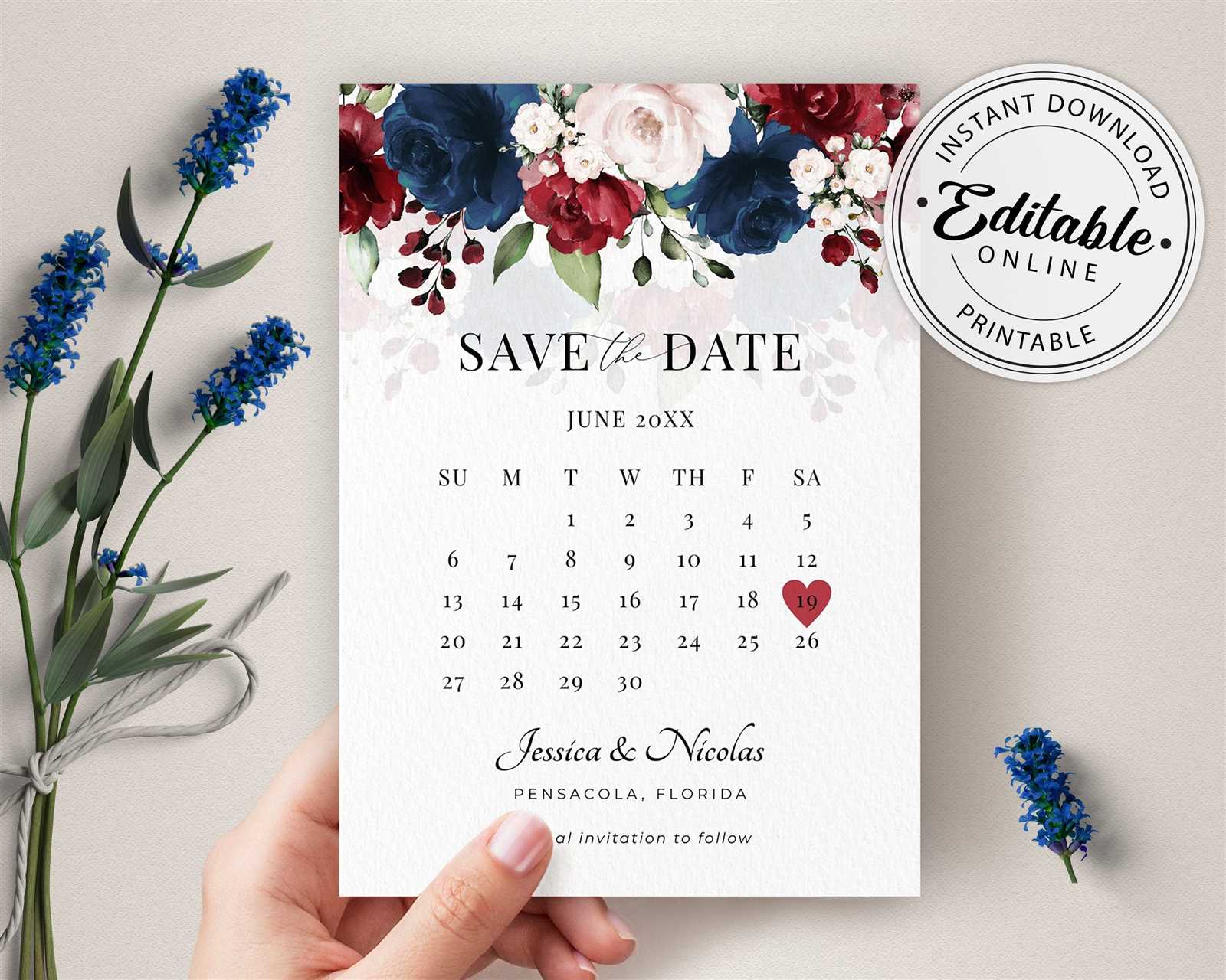 save the date calendar template