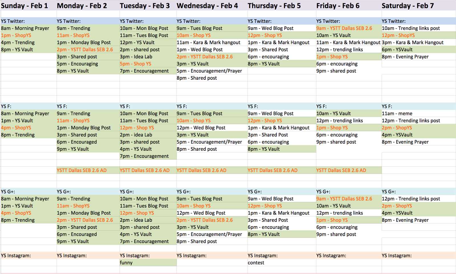 content calendar templates