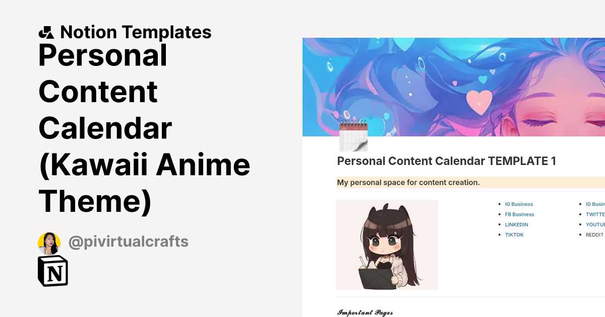 anime calendar template