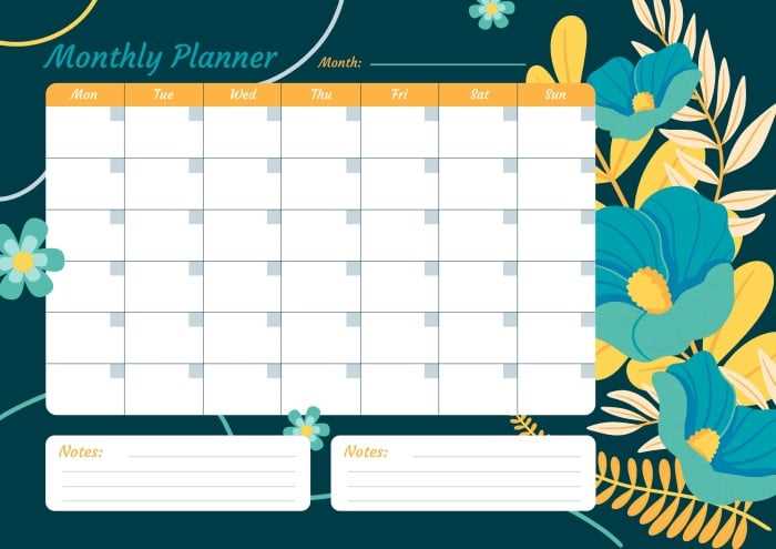 blank month calendar template