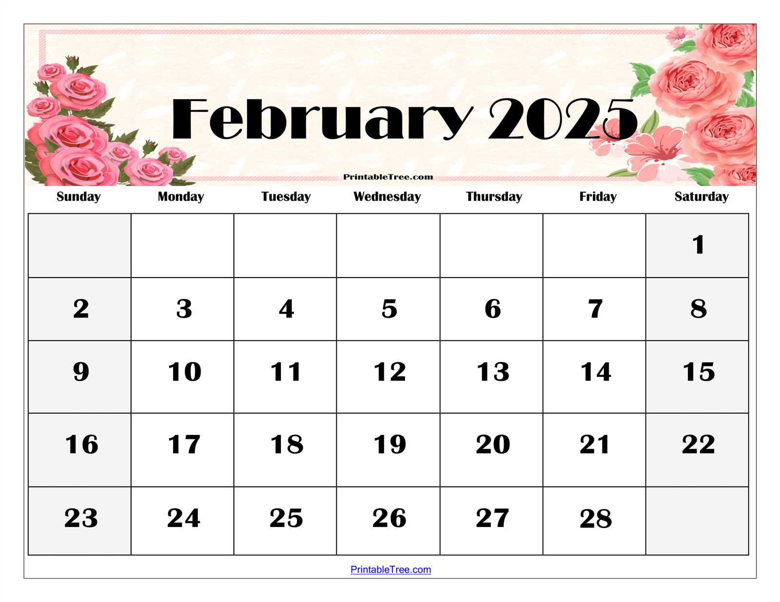 free february 2025 calendar template