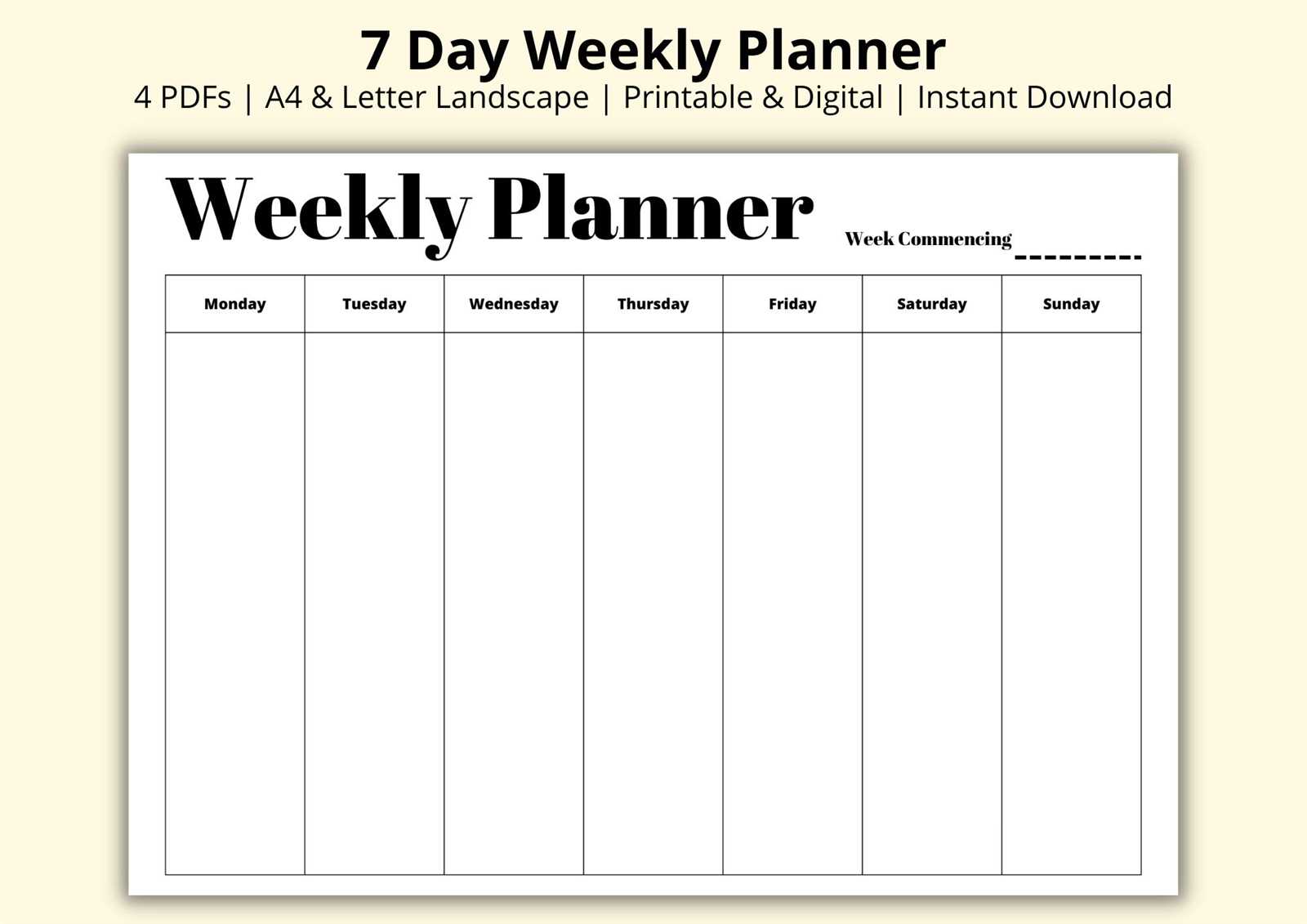 7 day calendar template free