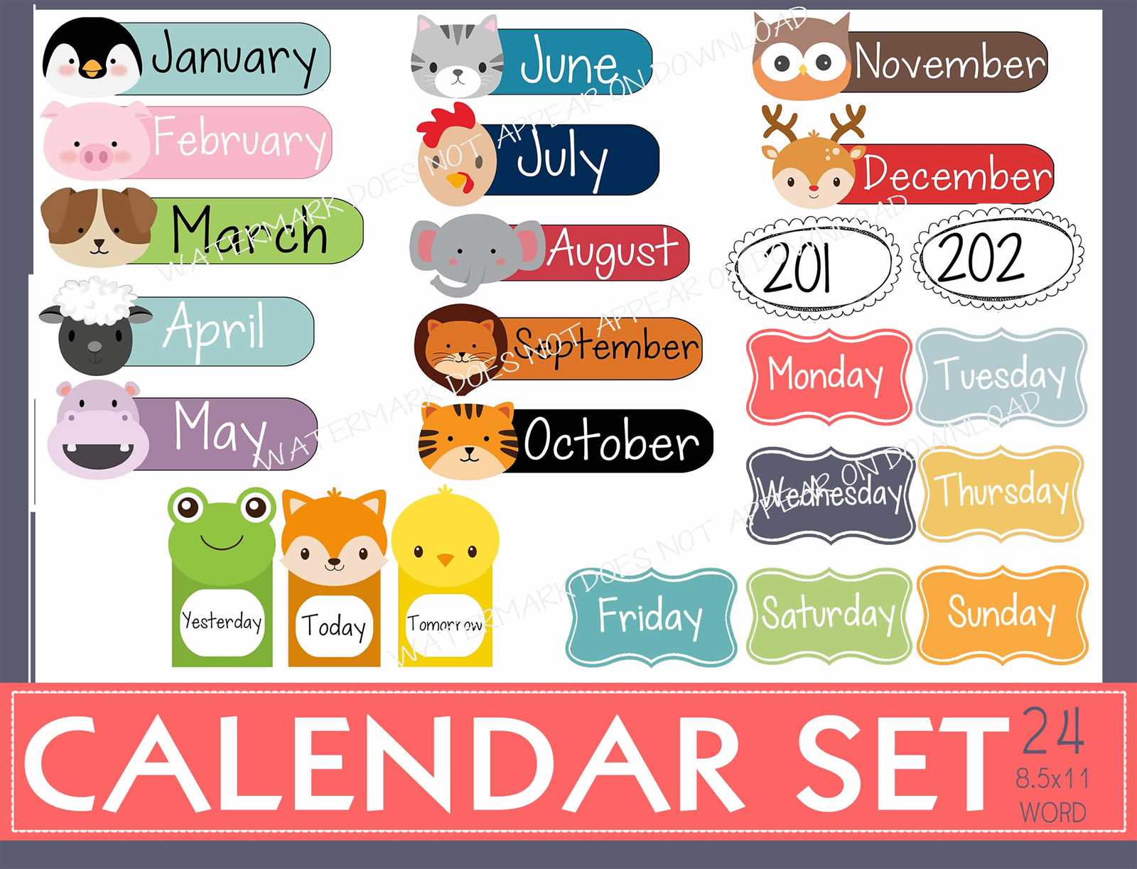 months of the year calendar template