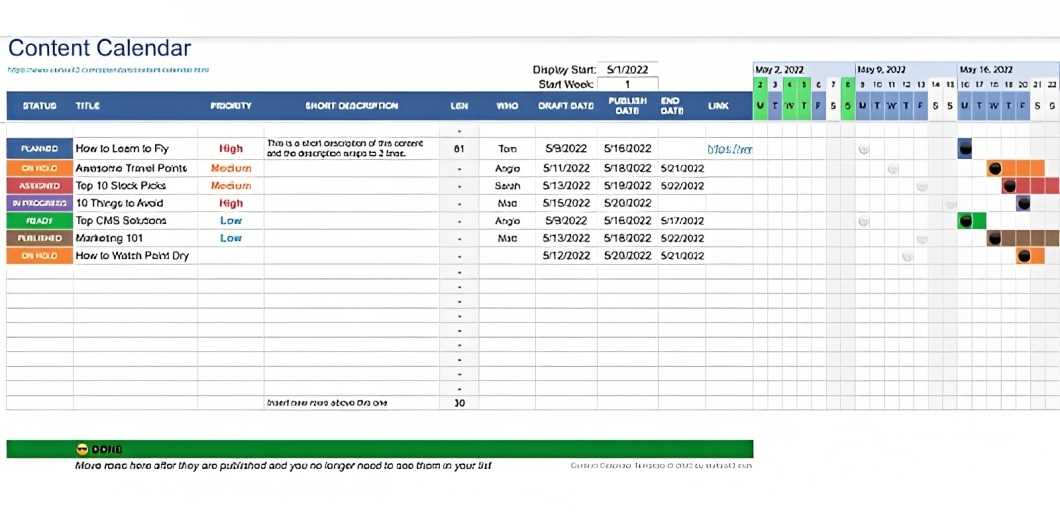 simple editorial calendar template