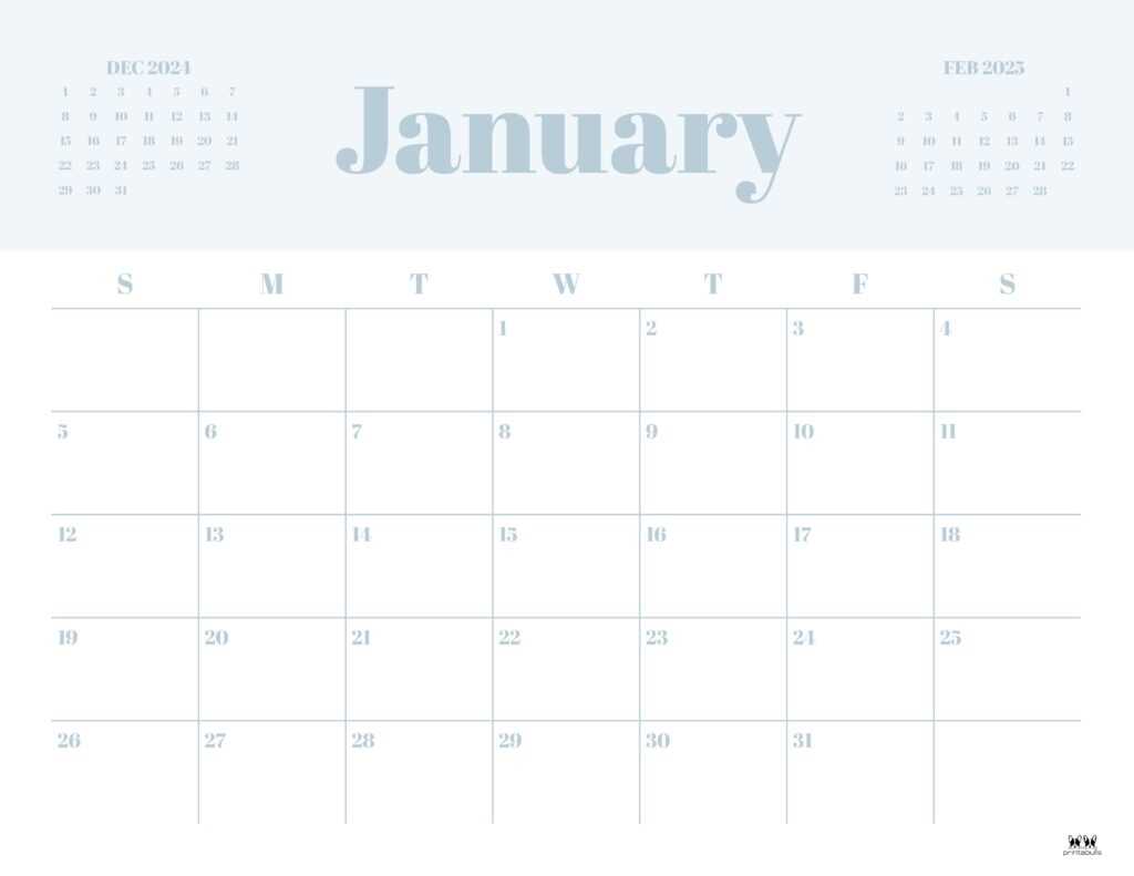 blank calendar template january 2025