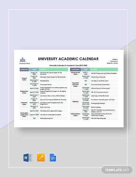 academic calender template