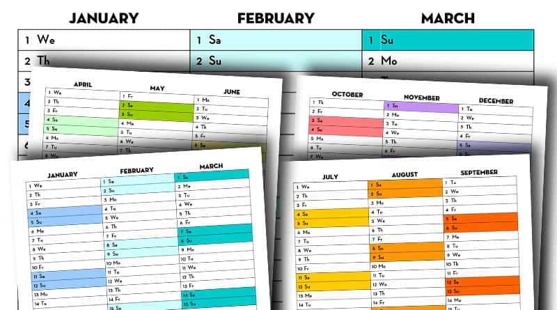 quarterly calendar template