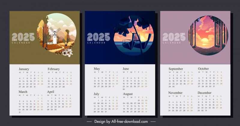 indesign calendar templates 2025