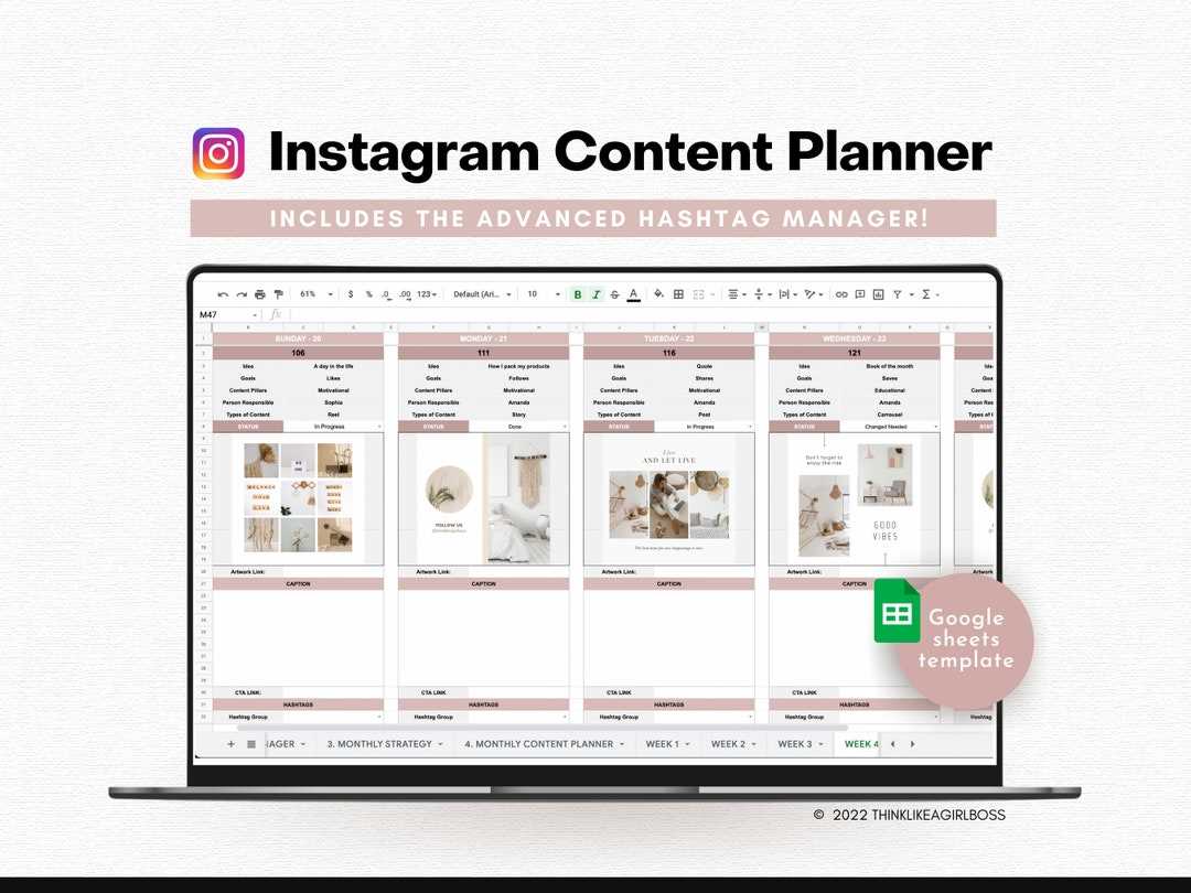 instagram marketing calendar template